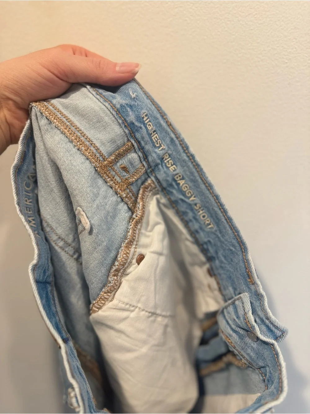 American Eagle Light Wash Denim Cutoff Shorts